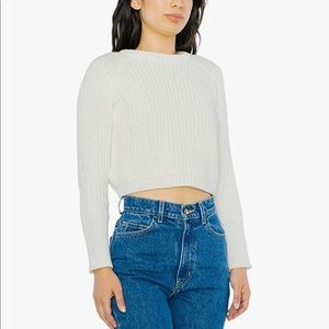 American Apparel Women's Cropped Fisherman Long Sleeve Pullover